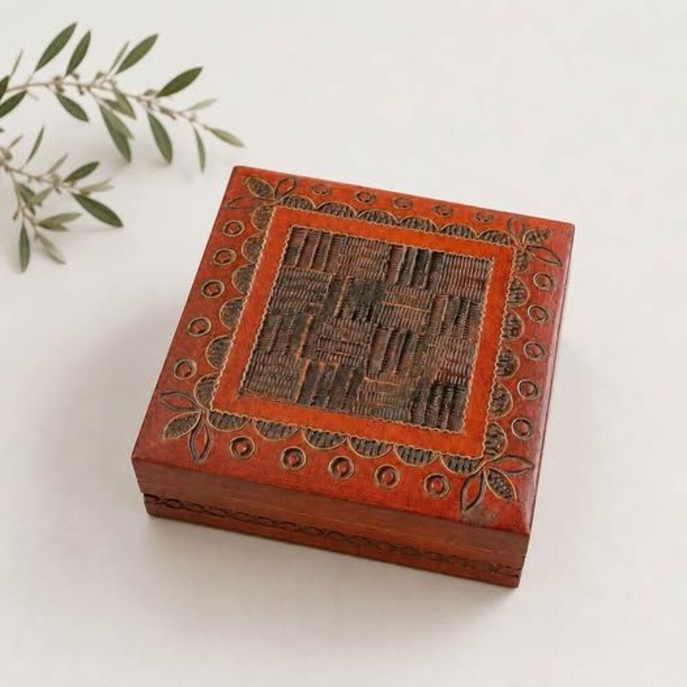 Hand-Carved Wooden Trinket Box